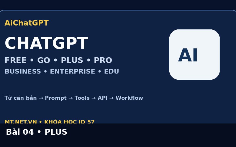 AiChatGPT ChatGPT từ căn bản đến nâng cao bài số 04 : ChatGPT Plus: tính năng, giới hạn và tình huống nên nâng cấp v2