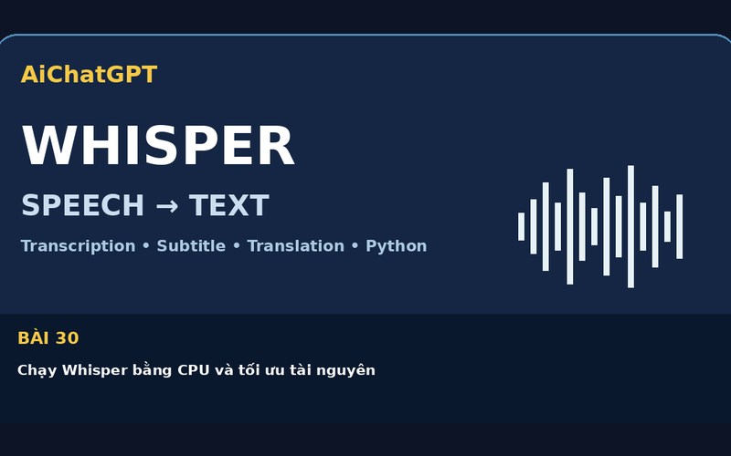 AiChatGPT Whisper bài số 30 : Chạy Whisper bằng CPU và tối ưu tài nguyên