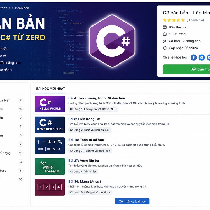 Ảnh khóa học C# căn bản – Lập trình C# từ Zero